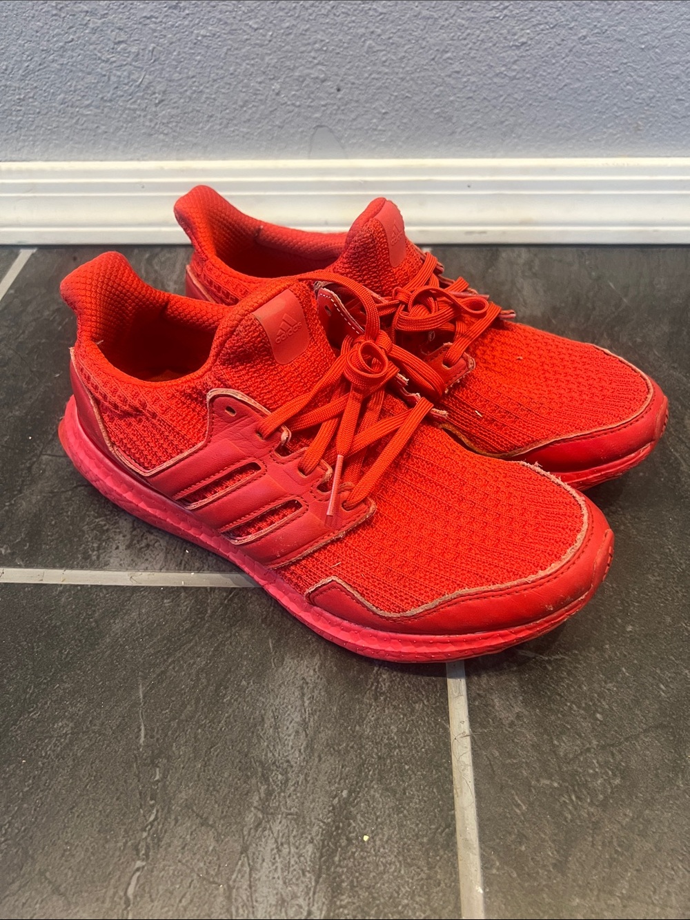 adidas Bright Red Kids Lace-Up Sneakers